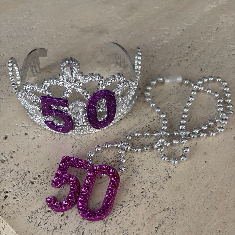 50th Birthday Crown and Necklace